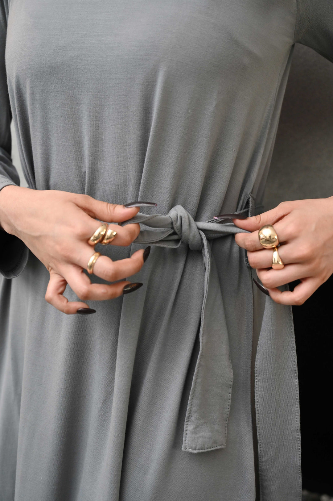 Ouranos Gri – Bamboo Belted Dress