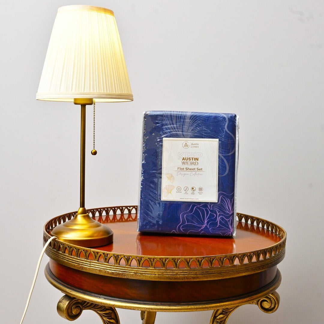 Rainy Blues Designer Collection Flat Sheet Set-Austin Linen